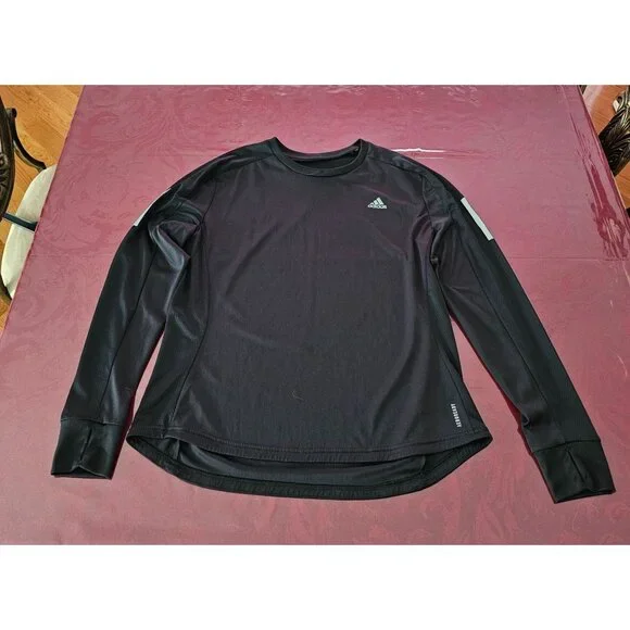 Adidas Womens Own The Run Long-Sleeve Black Shirt Sz L Running & Training - Picture 3 of 9